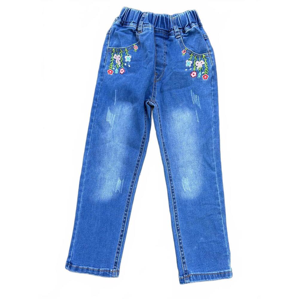 👖🌸Kidscool Space Jeans – Size 4–5T – Floral Embroidery – New Without Tags 👖🌸